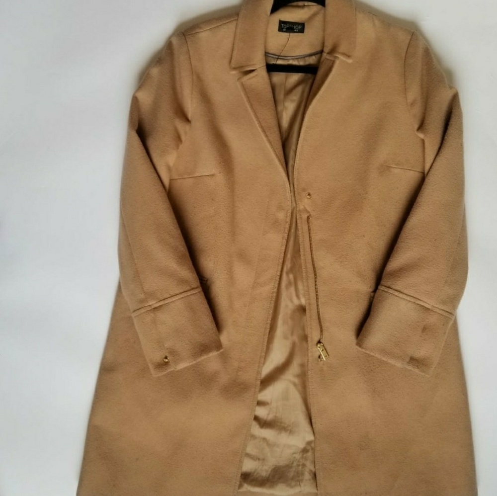 Top Shop Tan Coat Beige Trench US 8